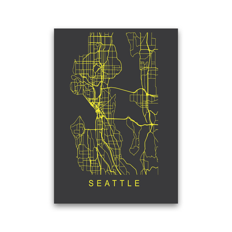 Seattle Map Neon Art Print by Pixy Paper Print Only