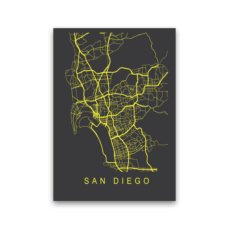 San Diego Map Neon Art Print by Pixy Paper Print Only
