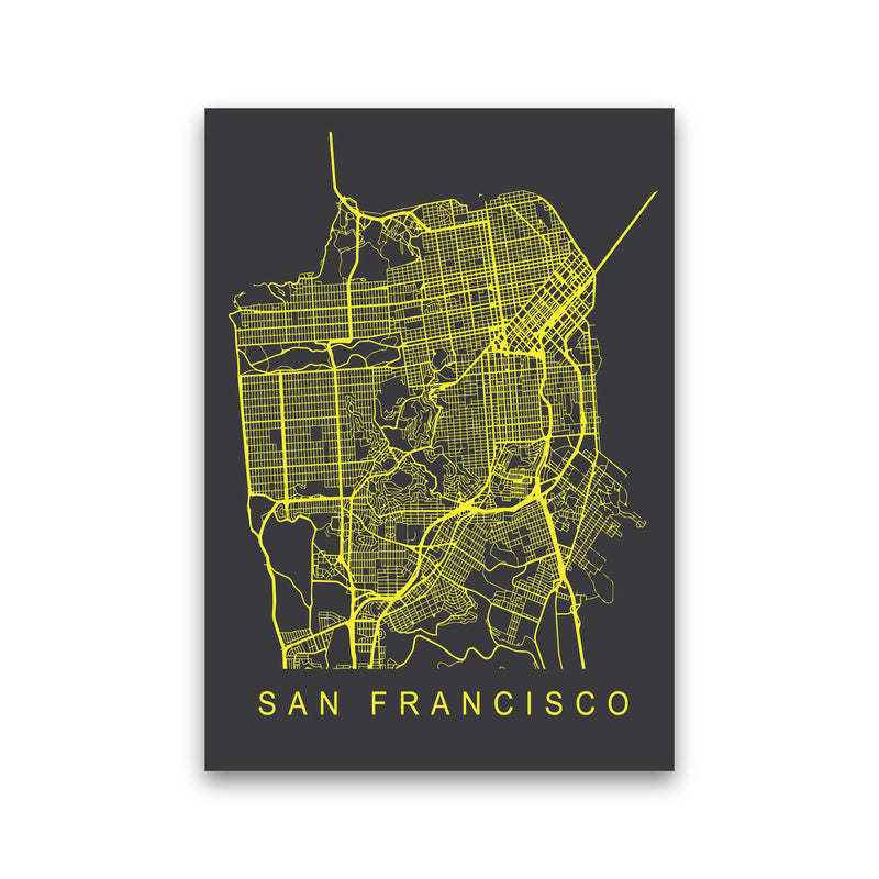 San Francisco Map Neon Art Print by Pixy Paper Print Only