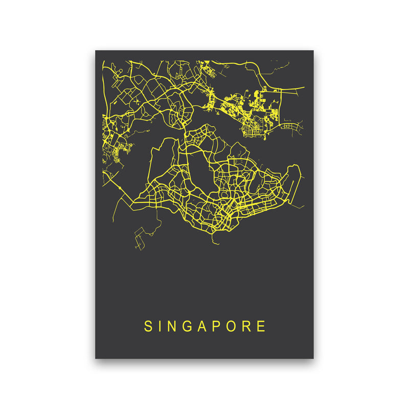 Singapore Map Neon Art Print by Pixy Paper Print Only