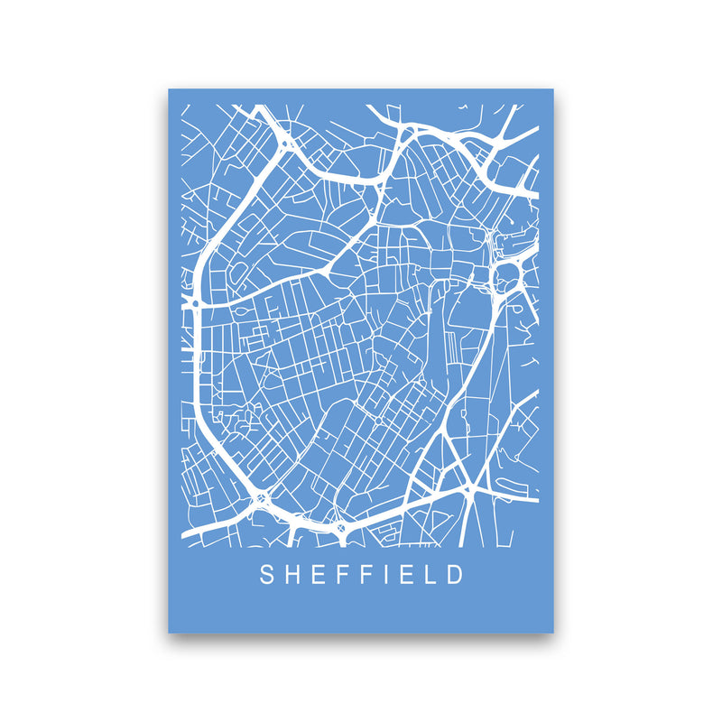 Sheffield Map Blueprint Art Print by Pixy Paper Print Only