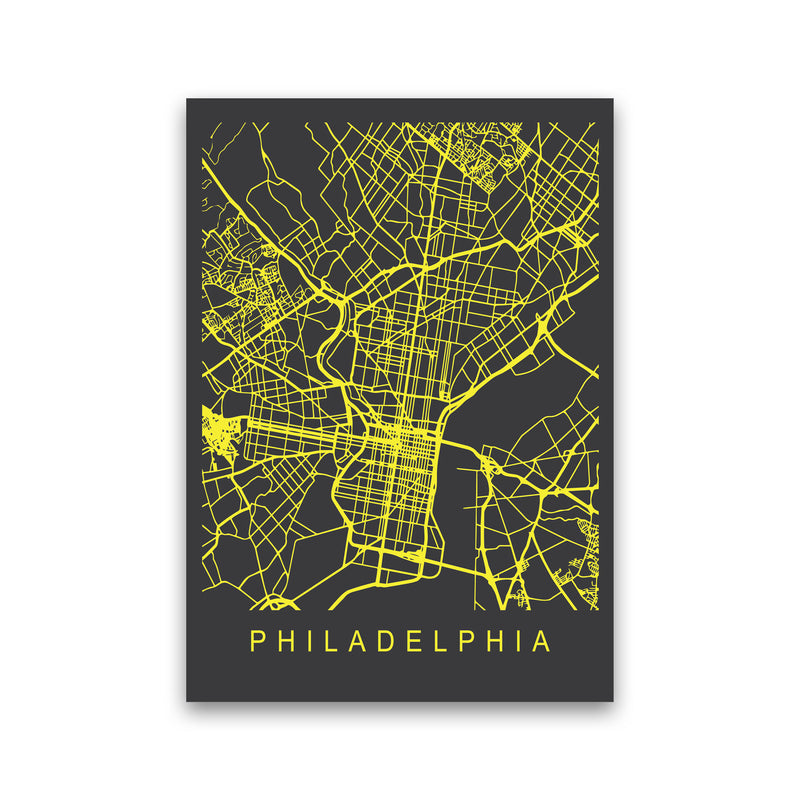 Philadelphia Map Neon Art Print by Pixy Paper Print Only