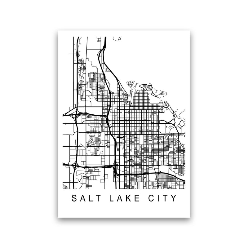 Salt Lake Map Art Print by Pixy Paper Print Only