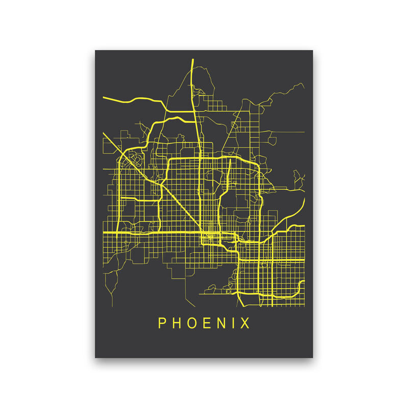 Phoenix Map Neon Art Print by Pixy Paper Print Only