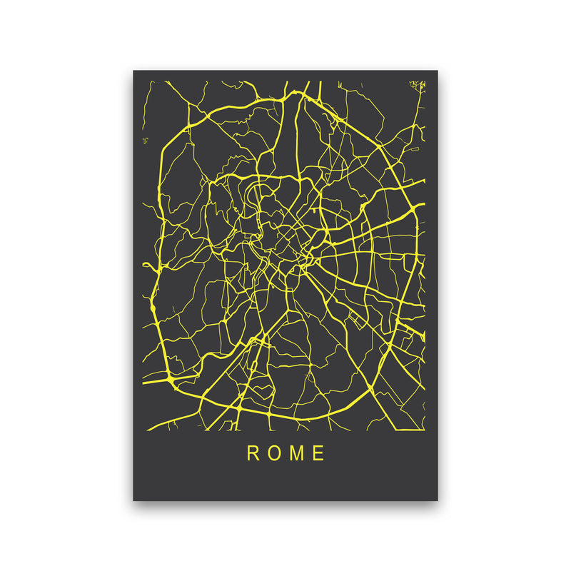 Rome Map Neon Art Print by Pixy Paper Print Only