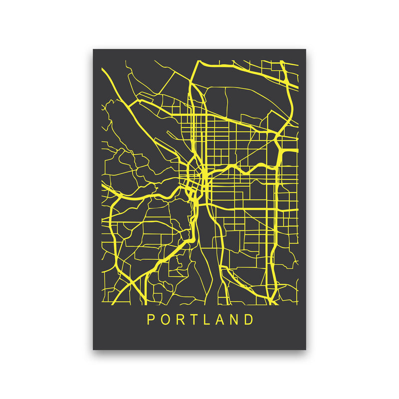 Portland Map Neon Art Print by Pixy Paper Print Only
