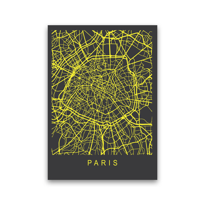 Paris Map Neon Art Print by Pixy Paper Print Only