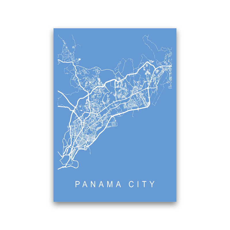 Panama City Map Blueprint Art Print by Pixy Paper Print Only