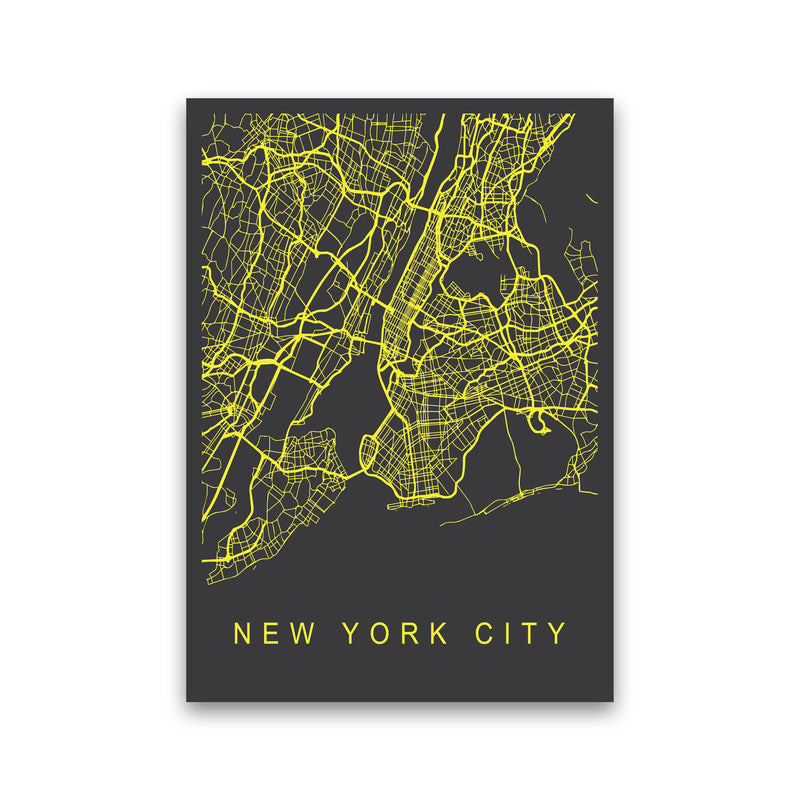 New York City Map Neon Art Print by Pixy Paper Print Only
