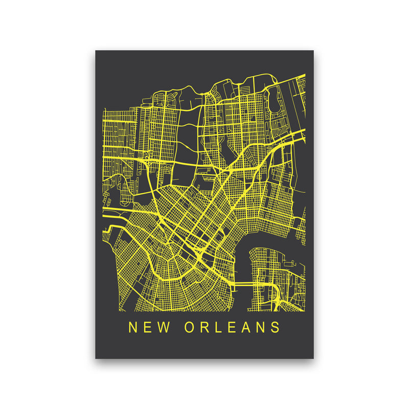 New Orleans Map Neon Art Print by Pixy Paper Print Only