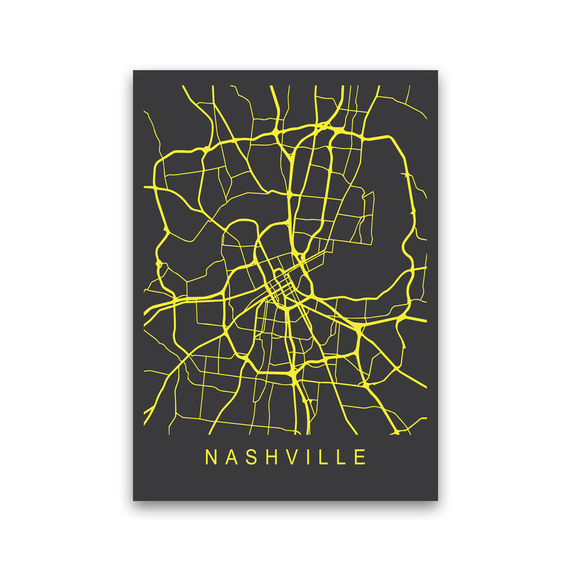 Nashville Map Neon Art Print by Pixy Paper Print Only