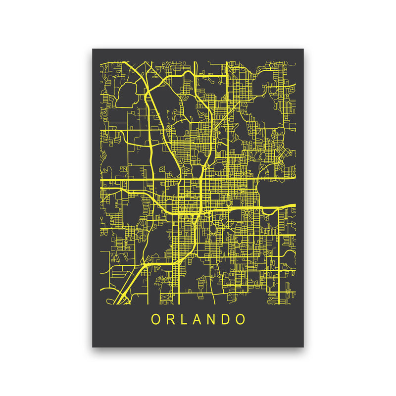Orlando Map Neon Art Print by Pixy Paper Print Only