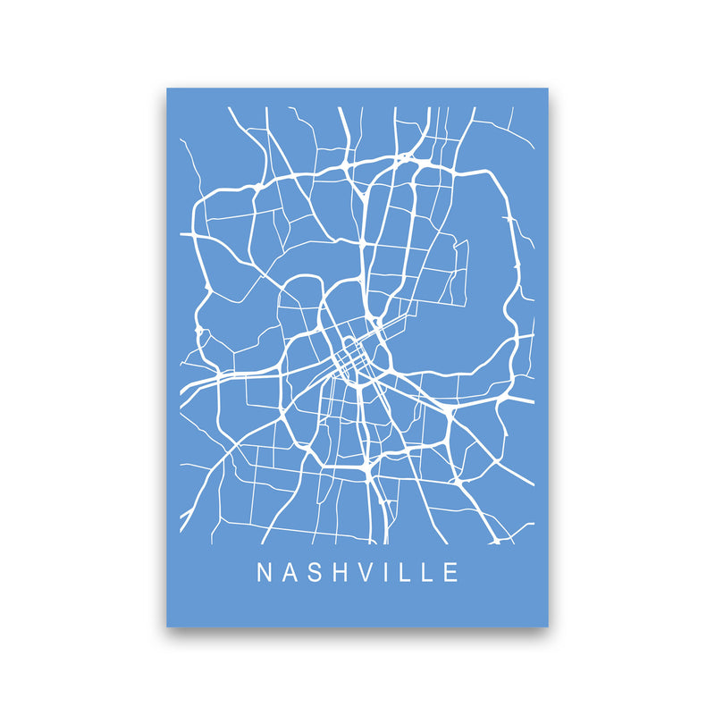 Nashville Map Blueprint Art Print by Pixy Paper Print Only
