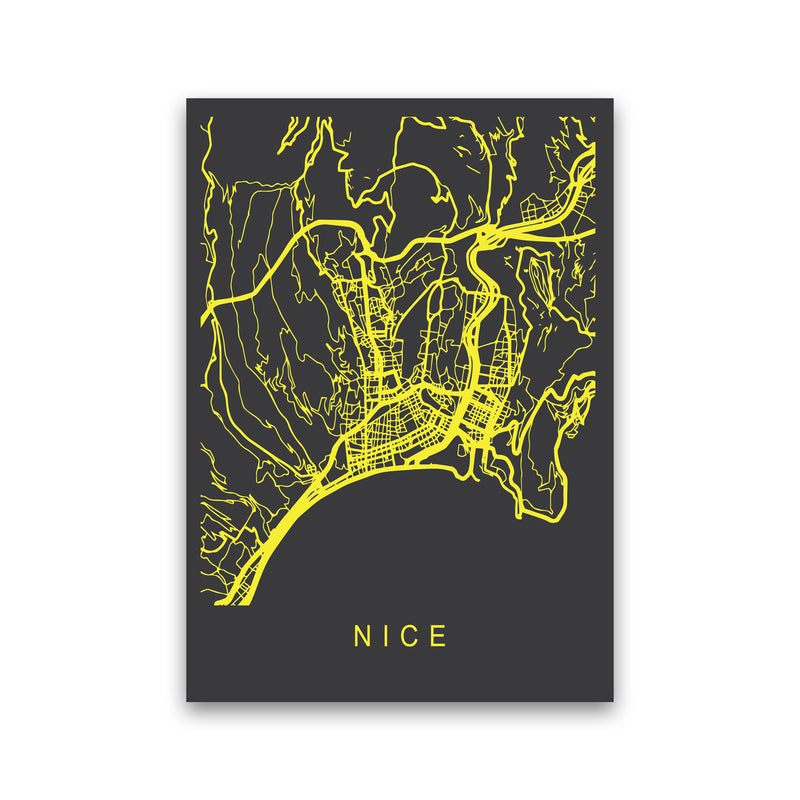 Nice Map Neon Art Print by Pixy Paper Print Only