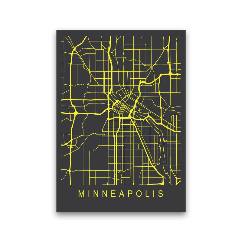 Minneapolis Map Neon Art Print by Pixy Paper Print Only