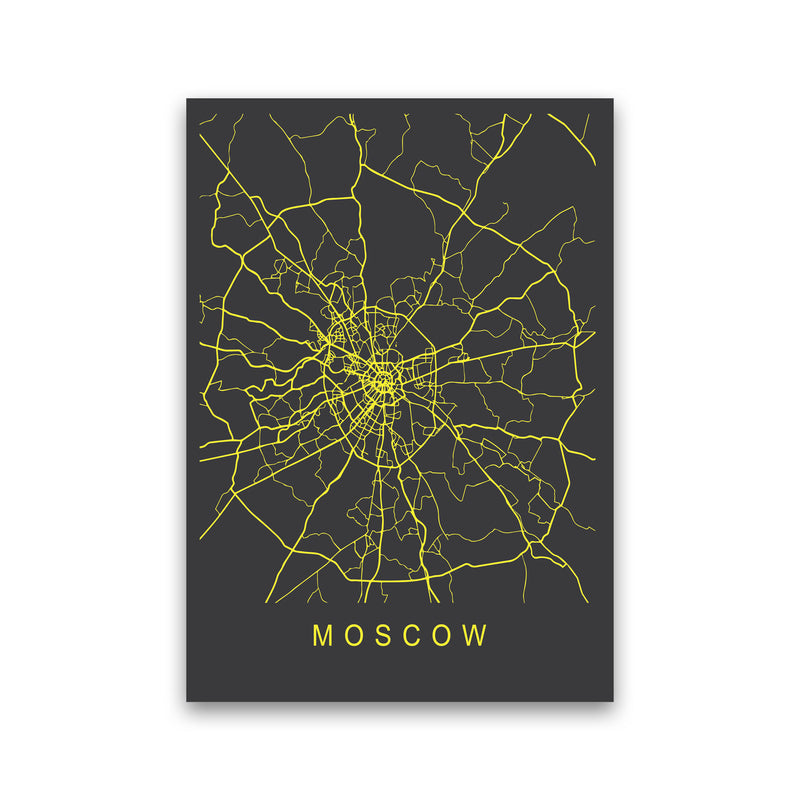 Moscow Map Neon Art Print by Pixy Paper Print Only