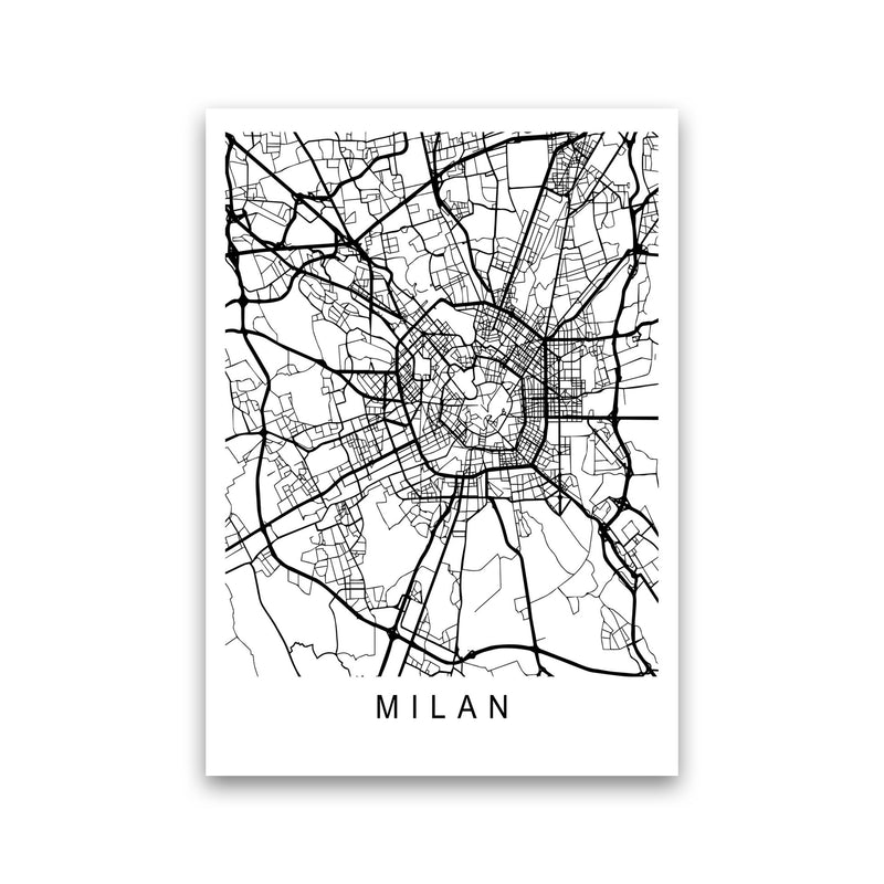 Milan Map Art Print by Pixy Paper Print Only