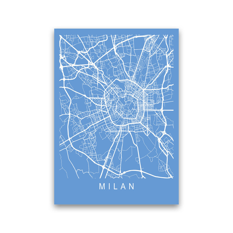 Milan Map Blueprint Art Print by Pixy Paper Print Only