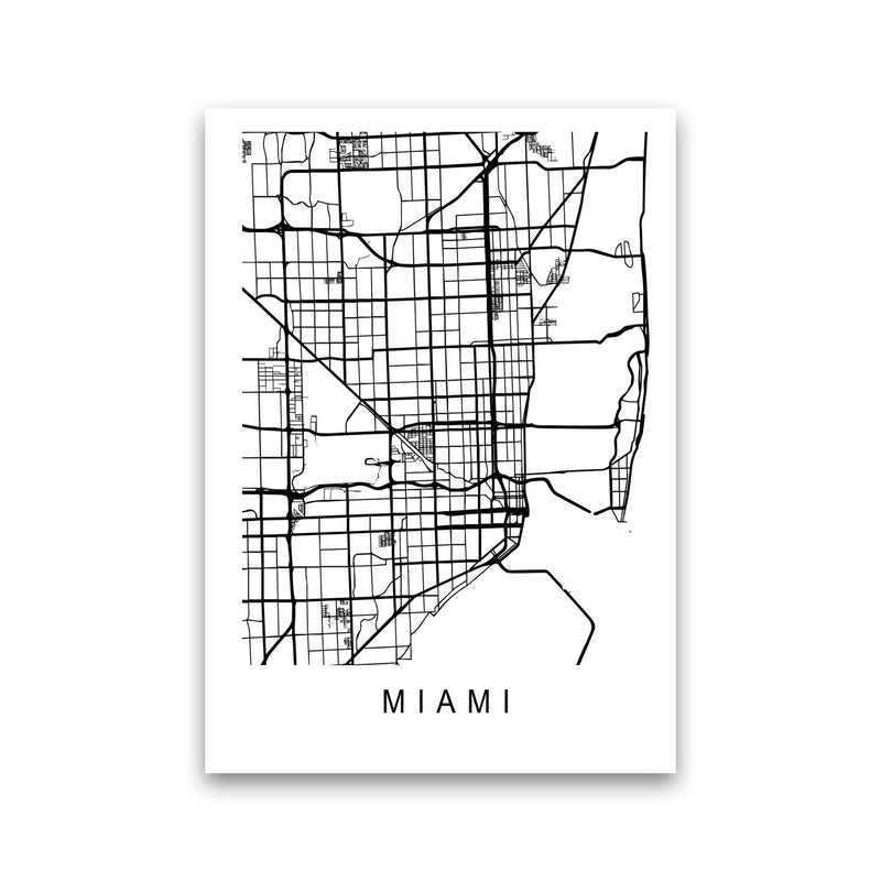 Miami Map Art Print by Pixy Paper Print Only