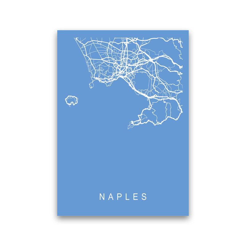 Naples Map Blueprint Art Print by Pixy Paper Print Only