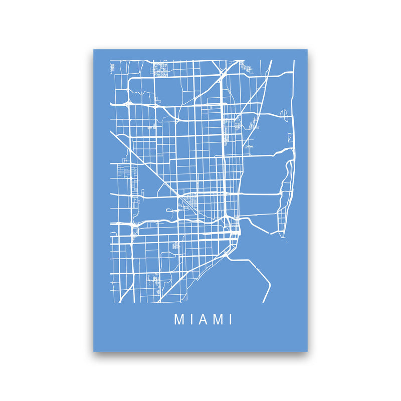 Miami Map Blueprint Art Print by Pixy Paper Print Only