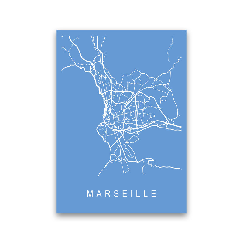 Marseille Map Blueprint Art Print by Pixy Paper Print Only