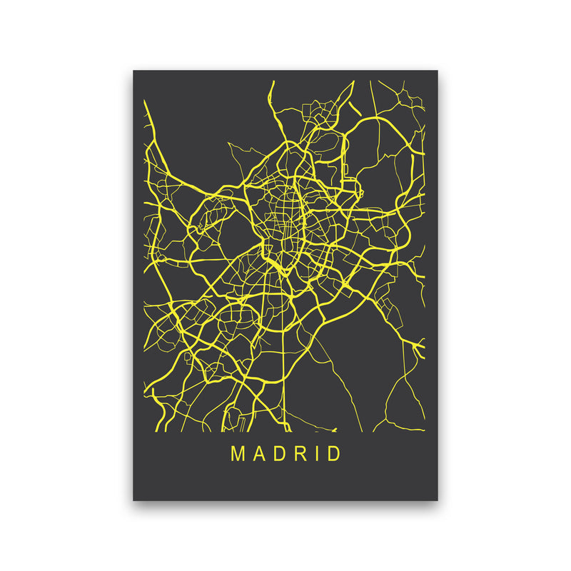 Madrid Map Neon Art Print by Pixy Paper Print Only