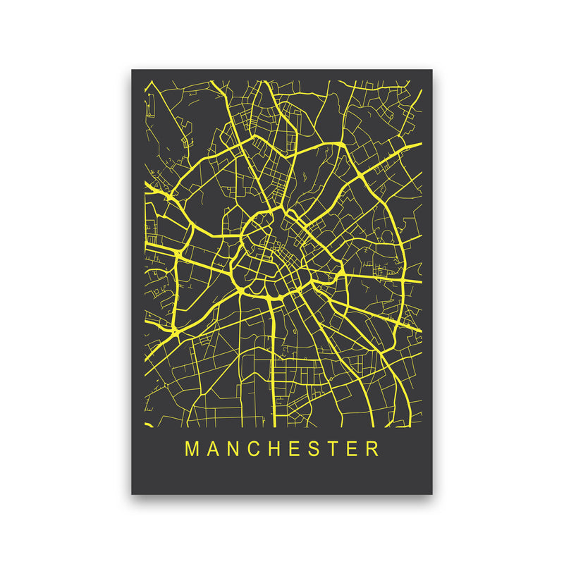 Manchester Map Neon Art Print by Pixy Paper Print Only