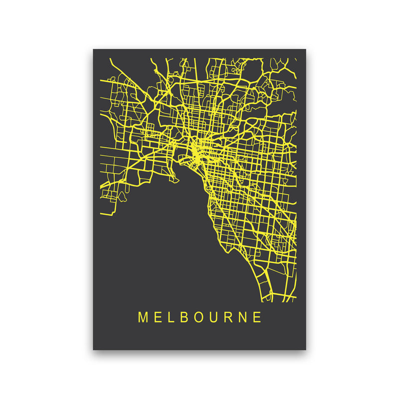 Melbourne Map Neon Art Print by Pixy Paper Print Only