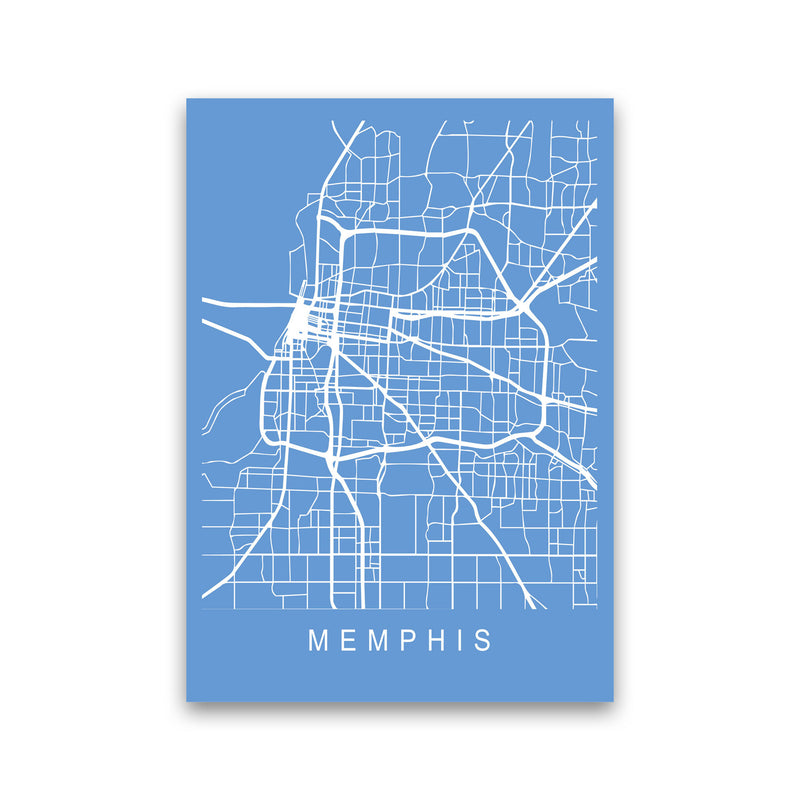 Memphis Map Blueprint Art Print by Pixy Paper Print Only
