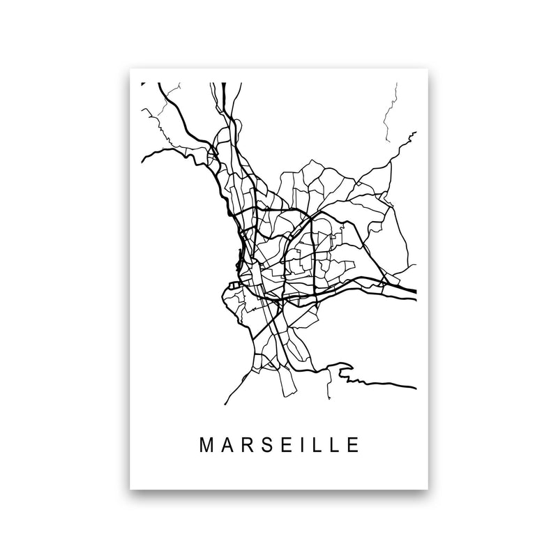 Marseille Map Art Print by Pixy Paper Print Only
