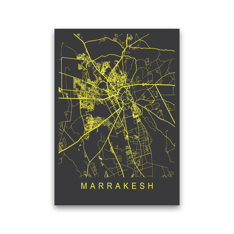 Marrakesh Map Neon Art Print by Pixy Paper Print Only