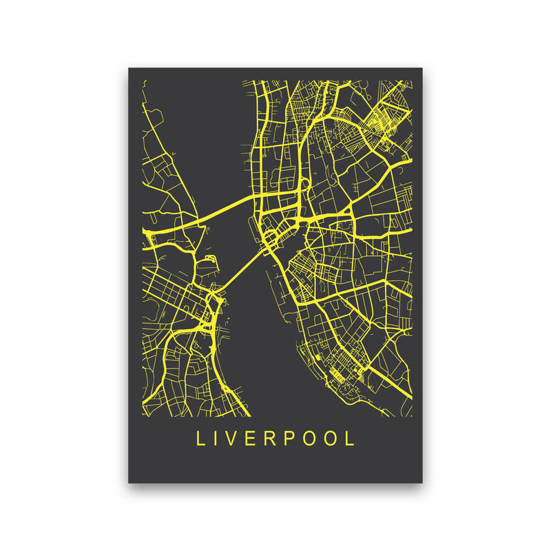 Liverpool Map Neon Art Print by Pixy Paper Print Only