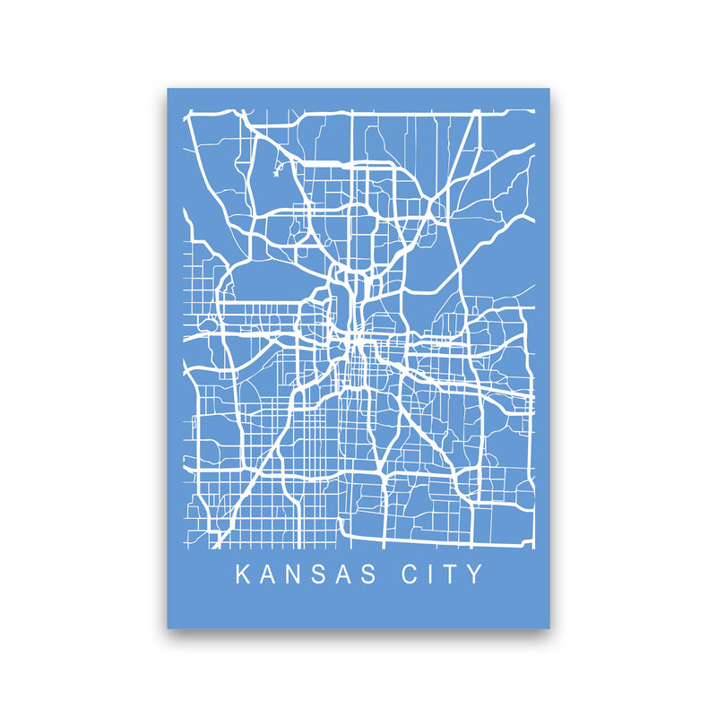 Kansas Map Blueprint Art Print by Pixy Paper Print Only