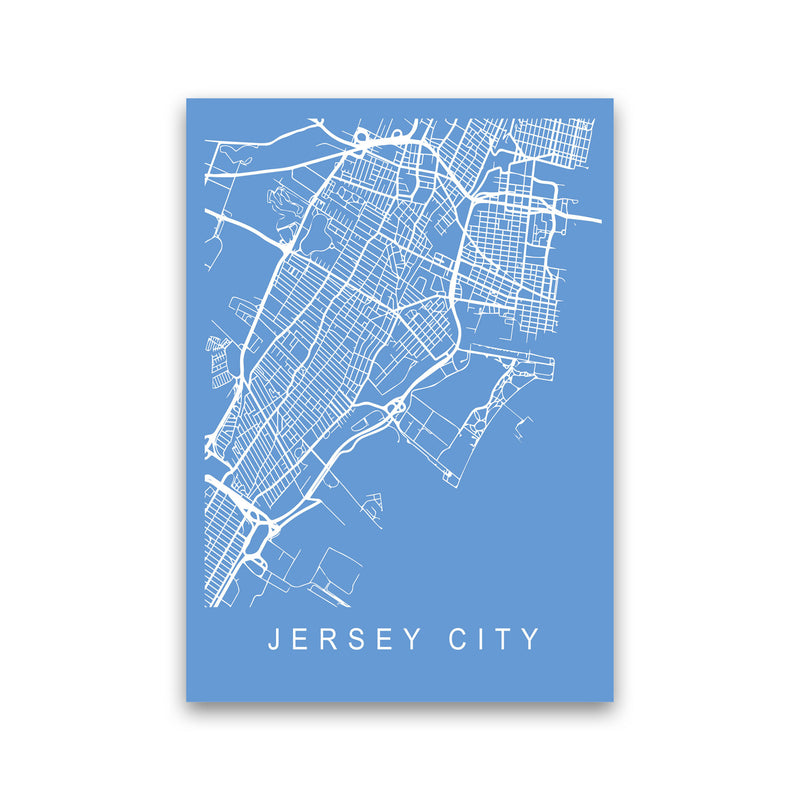 Jersey City Map Blueprint Art Print by Pixy Paper Print Only