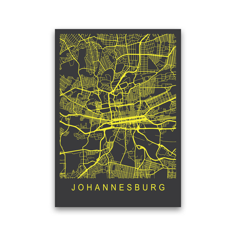 Johannesburg Map Neon Art Print by Pixy Paper Print Only