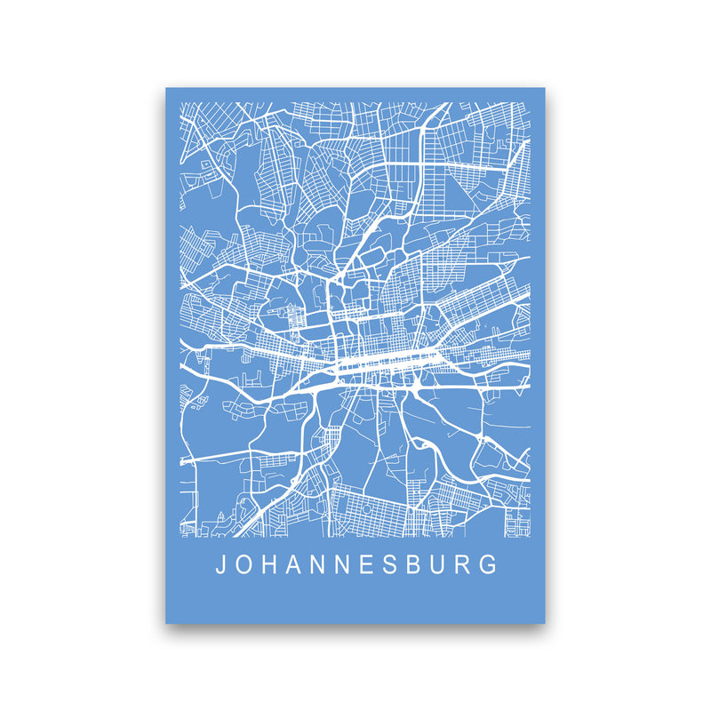 Johannesburg Map Blueprint Art Print by Pixy Paper Print Only