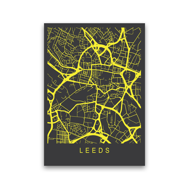 Leeds Map Neon Art Print by Pixy Paper Print Only