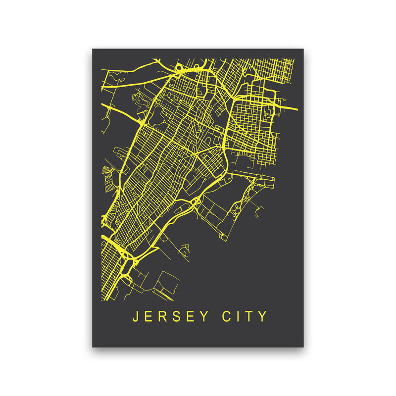 Jersey Map Neon Art Print by Pixy Paper Print Only