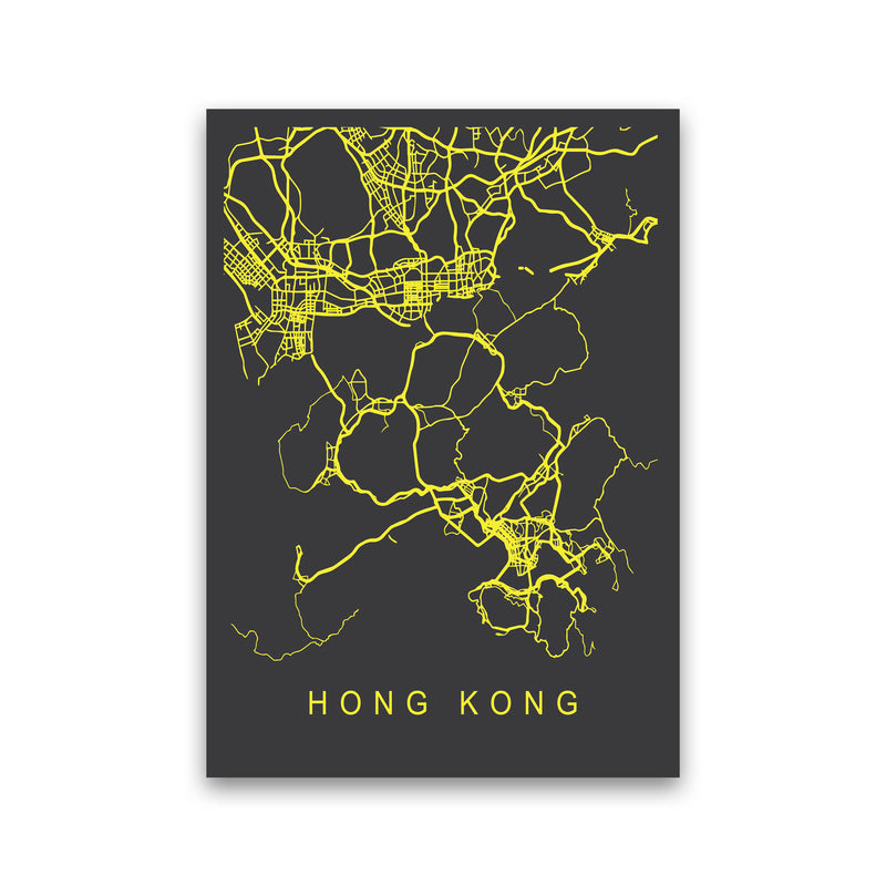 Hong Kong Map Neon Art Print by Pixy Paper Print Only