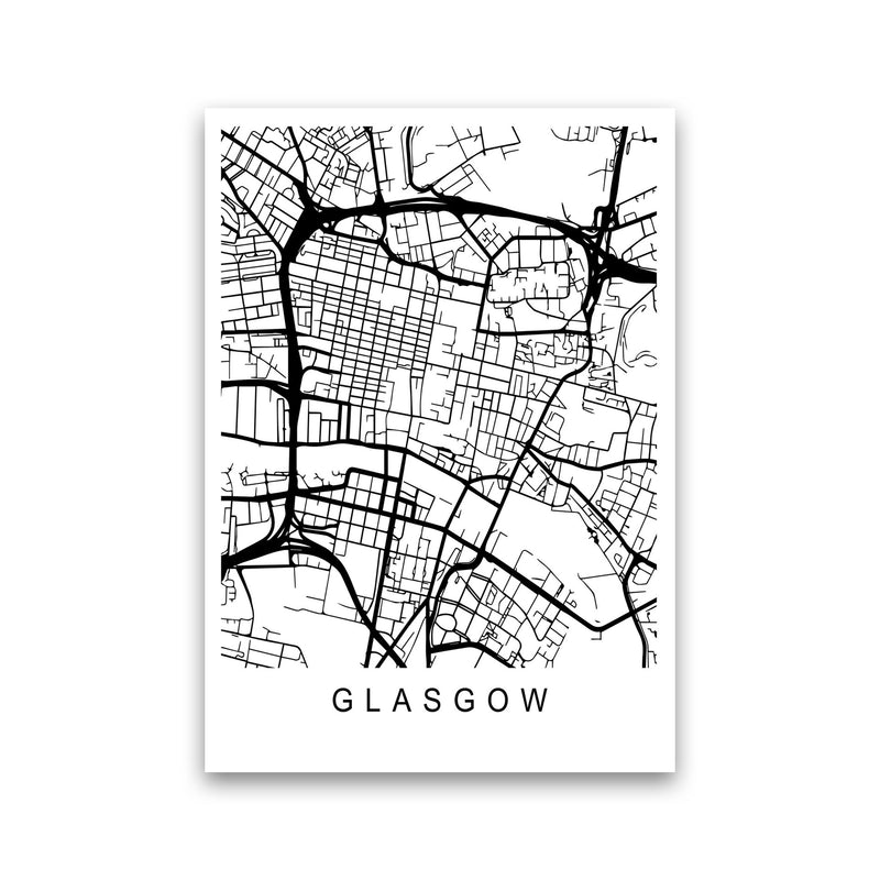 Glasgow Map Art Print by Pixy Paper Print Only