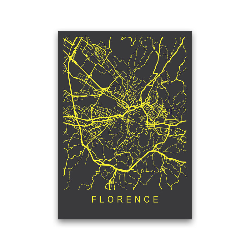 Florence Map Neon Art Print by Pixy Paper Print Only