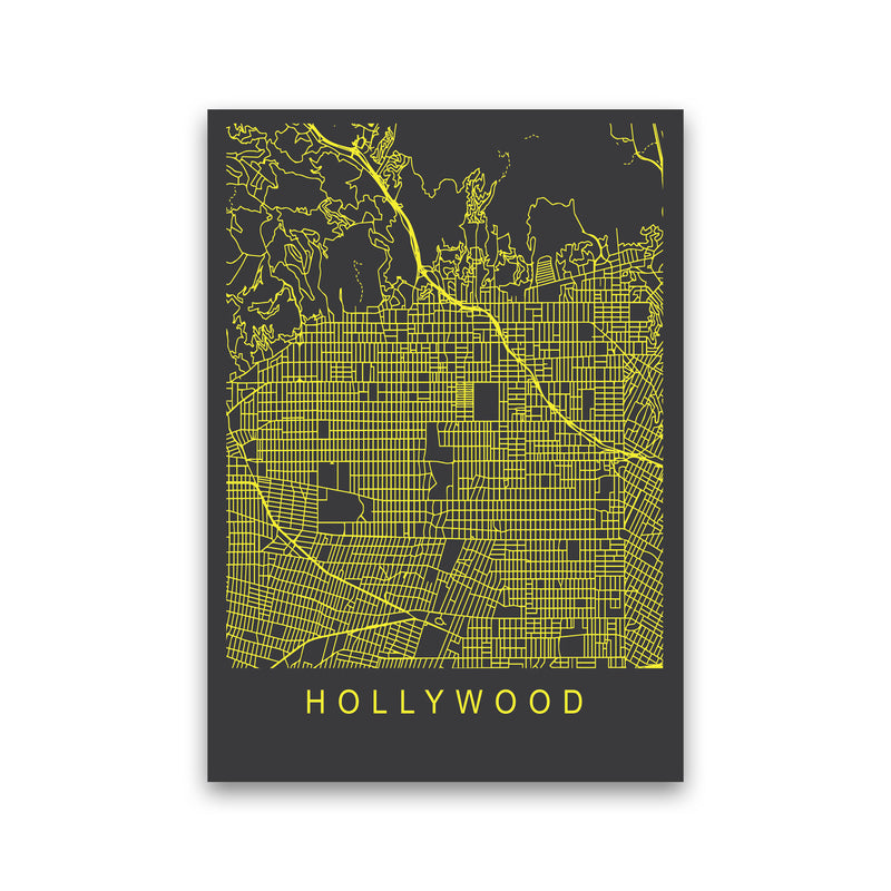 Hollywood Map Neon Art Print by Pixy Paper Print Only