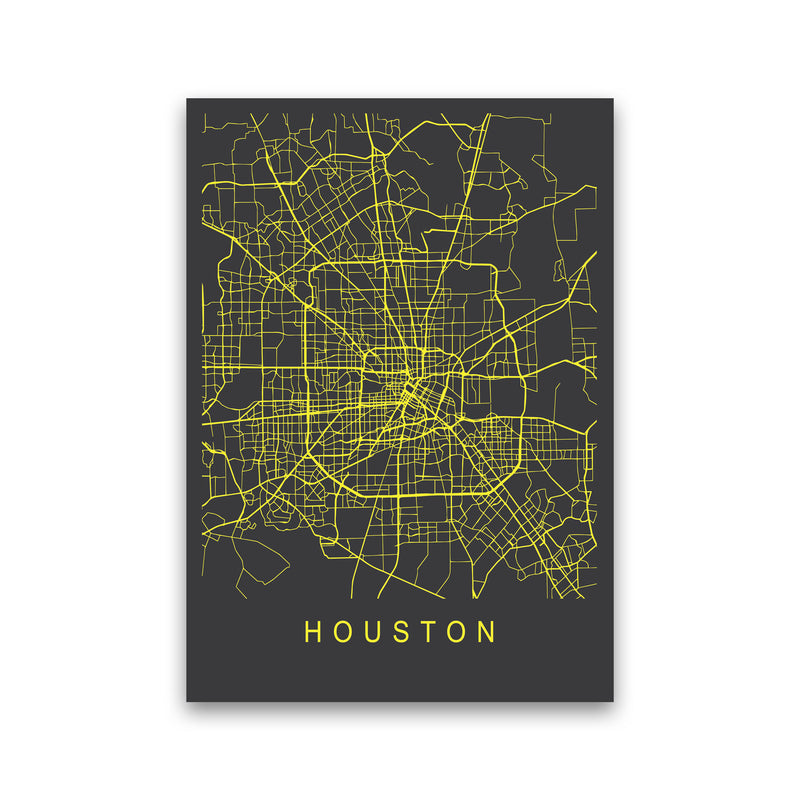 Houston Map Neon Art Print by Pixy Paper Print Only