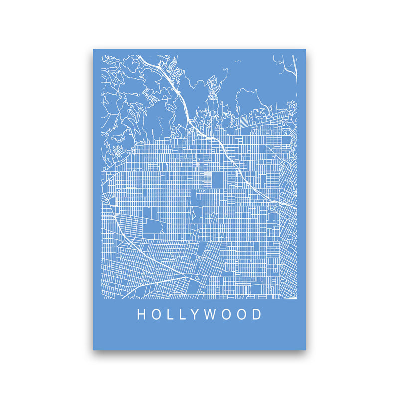 Hollywood Map Blueprint Art Print by Pixy Paper Print Only