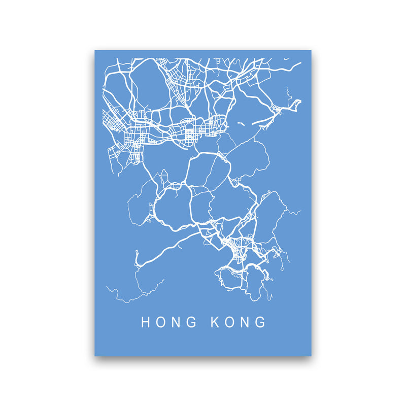Hong Kong Map Blueprint Art Print by Pixy Paper Print Only