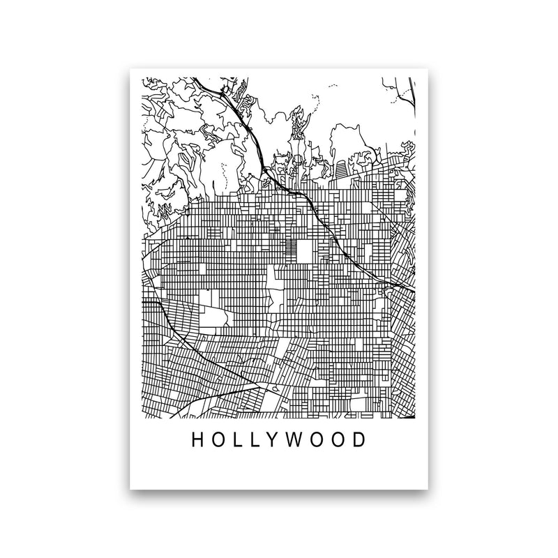 Hollywood Map Art Print by Pixy Paper Print Only