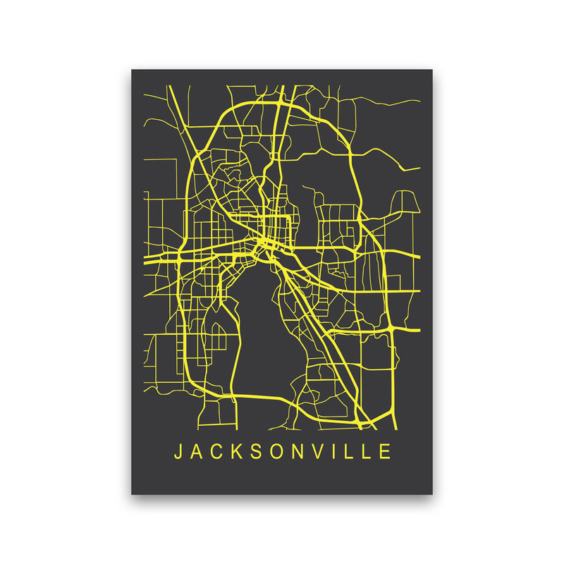 Jacksonville Map Neon Art Print by Pixy Paper Print Only
