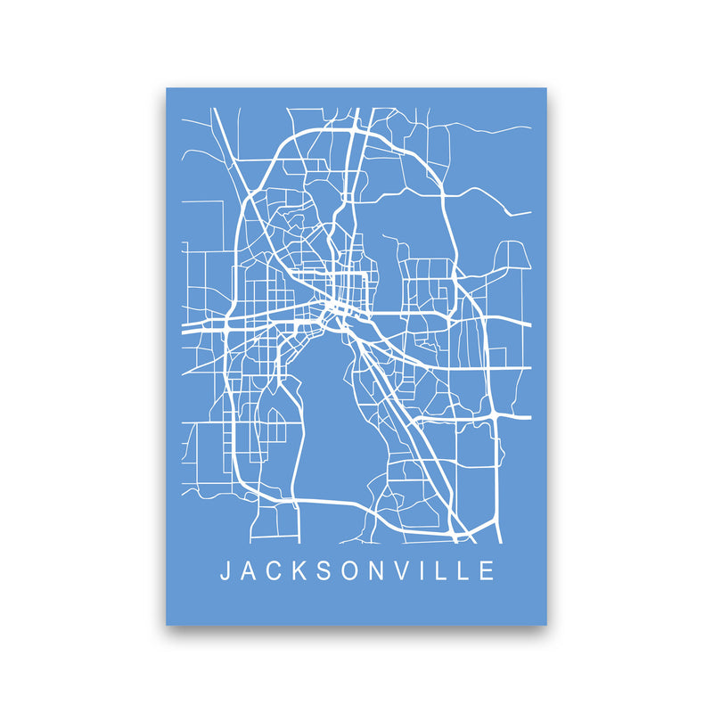 Jacksonville Map Blueprint Art Print by Pixy Paper Print Only