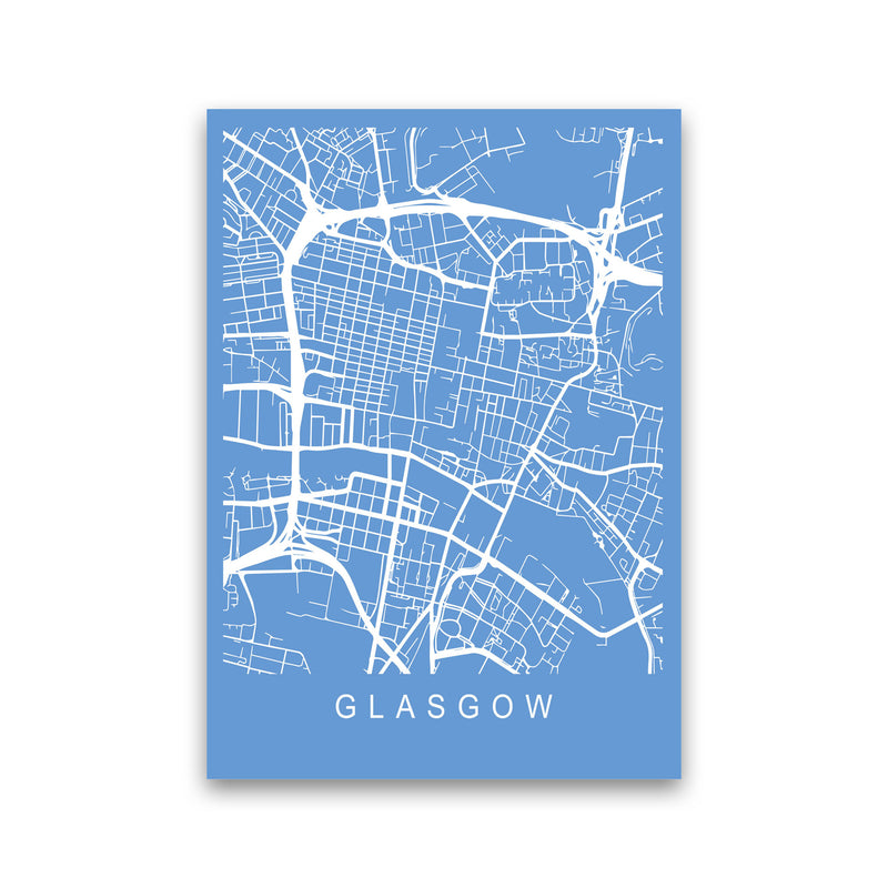 Glasgow Map Blueprint Art Print by Pixy Paper Print Only